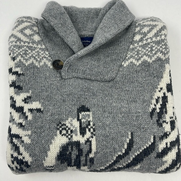 BABY GAP: Knit Sweater, Ski Jump. Size Toddler 5 Years. Gray/Cream. - Picture 7 of 7